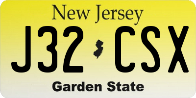 NJ license plate J32CSX