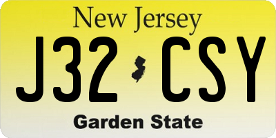 NJ license plate J32CSY