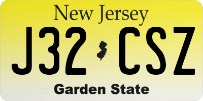 NJ license plate J32CSZ