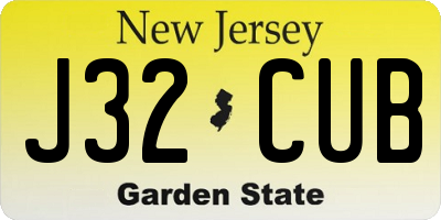 NJ license plate J32CUB