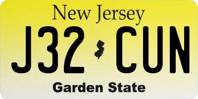 NJ license plate J32CUN