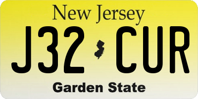 NJ license plate J32CUR