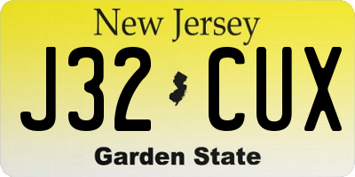 NJ license plate J32CUX