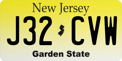 NJ license plate J32CVW