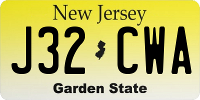 NJ license plate J32CWA