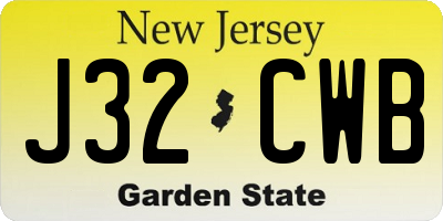 NJ license plate J32CWB