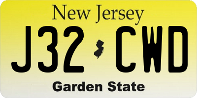 NJ license plate J32CWD