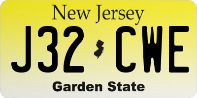 NJ license plate J32CWE