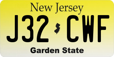 NJ license plate J32CWF