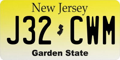 NJ license plate J32CWM