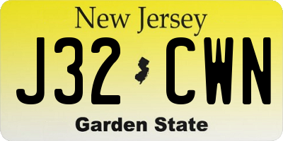 NJ license plate J32CWN