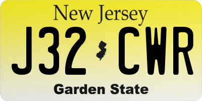 NJ license plate J32CWR