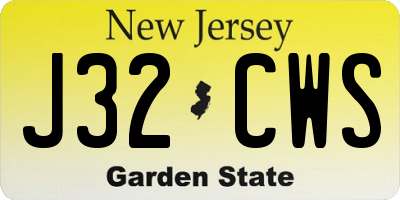 NJ license plate J32CWS