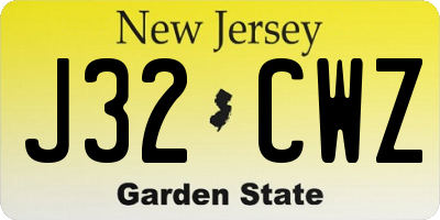 NJ license plate J32CWZ