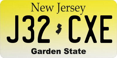 NJ license plate J32CXE