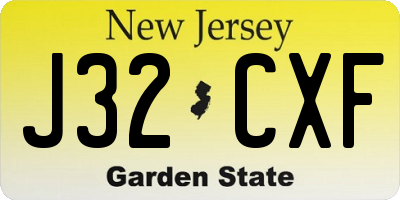 NJ license plate J32CXF