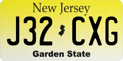 NJ license plate J32CXG