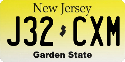 NJ license plate J32CXM