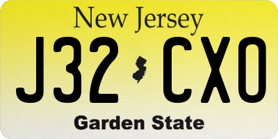 NJ license plate J32CXO