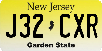 NJ license plate J32CXR