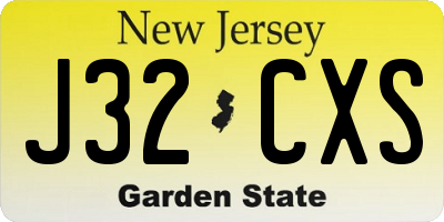 NJ license plate J32CXS