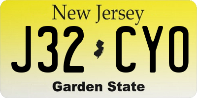 NJ license plate J32CYO