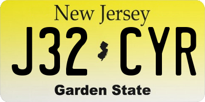 NJ license plate J32CYR