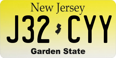 NJ license plate J32CYY