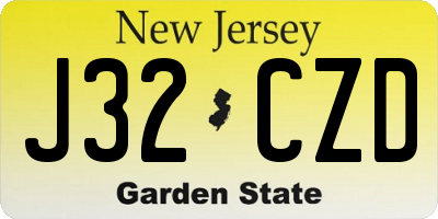 NJ license plate J32CZD