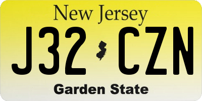 NJ license plate J32CZN