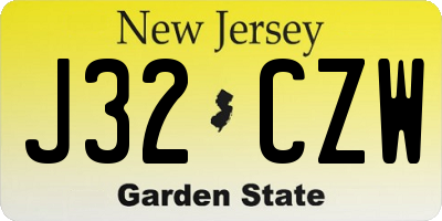 NJ license plate J32CZW