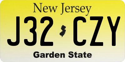 NJ license plate J32CZY