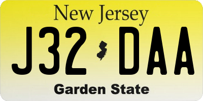 NJ license plate J32DAA