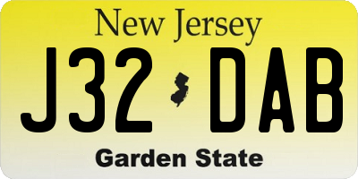 NJ license plate J32DAB