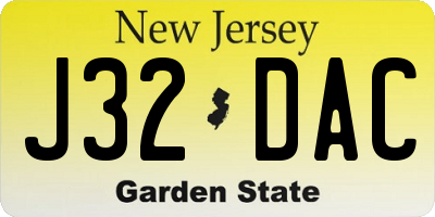 NJ license plate J32DAC