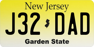 NJ license plate J32DAD