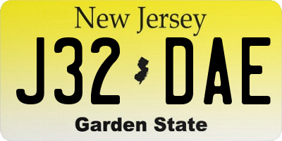 NJ license plate J32DAE