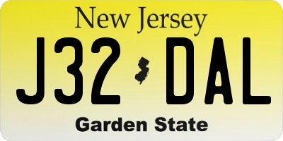 NJ license plate J32DAL