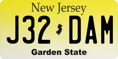 NJ license plate J32DAM