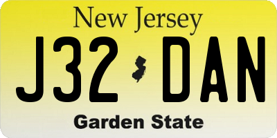 NJ license plate J32DAN