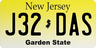 NJ license plate J32DAS