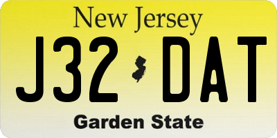 NJ license plate J32DAT