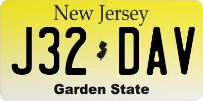 NJ license plate J32DAV