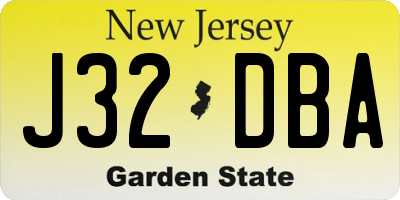 NJ license plate J32DBA
