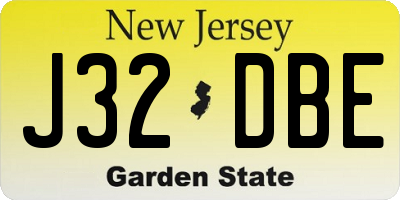 NJ license plate J32DBE
