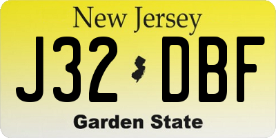 NJ license plate J32DBF