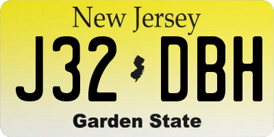 NJ license plate J32DBH