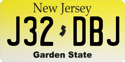 NJ license plate J32DBJ