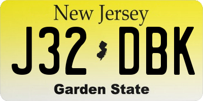 NJ license plate J32DBK