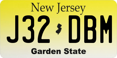 NJ license plate J32DBM